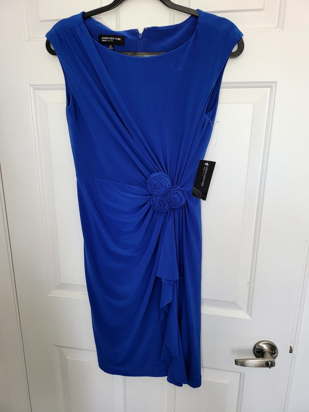 Jones New York Royal Blue Draped Sheath Dress
